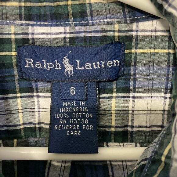 Ralph Lauren Boys Size 6 Plaid Button-Up Shirt – Classic Preppy Style - Picture 4 of 5